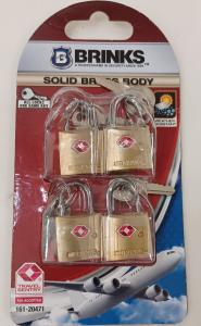 Brinks TSA Approved Solid Brass Luggage Lock 4-Pack