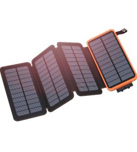 Hiluckey Solar Charger 25000mAh, Outdoor USB C Portable Power Bank with 4 Solar