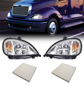 Torque PAIR Headlight with PAIR Cabin Air Filters Replacement for 1996-2017 Freightliner Columbia semi Trucks Assembly DOT SAE Approved [Included All Bulbs] Headlamp (TR026, TR552)