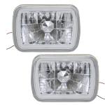 YLT AUTO 7x6 Inch Semi-Sealed Beam Crystal Headlight Headlamp with White Led Halo Replacement Kit Diamond Cut Clear Glass Chrome Housing H6054 H6052 H6014