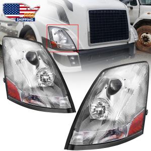 For Volvo VNL 2004-2017 Semi Truck Chrome Projector Halogen Headlight Set Pair