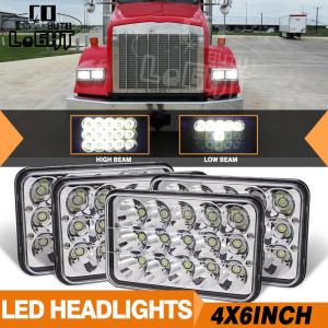 4PCS For Western Star 4900 Semi Truck 4x6" LED Headlights Hi-Lo Beam H4656/4651