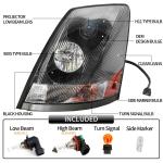 For Volvo VNL 2004-2017 Semi Truck Black Projector Halogen Headlight Left+ Right
