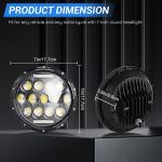 Pair Fit for Kenworth T2000 Semi-truck 7"Inch Round LED Headlights High Low Beam