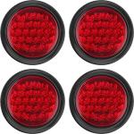 4Pcs 4 Inch Round LED Trailer Tail Lights Red 24 LED Waterproof, 4 Inch Round Led Stop Turn Brake Tail Lights Flush Mount for Trucks RV Include Lights Grommets 3-Prong Wire Pigtails 12V Sealed