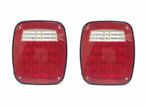 MaxxHaul 80685 Universal Square 12V Combination 28 LED Signal Tail Light - For Truck Trailer Boat Jeep SUV RV Vans Flatbed 2 Pack