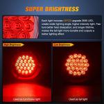 Nilight 4" Round Trailer Tail Light 2PCS 24LED Red Stainless Steel Chrome Bezel Waterproof Stop Brake Turn Lights for Truck Van Camper Boat Lorry