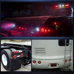 Nilight 4" Round Trailer Tail Light 2PCS 24LED Red Stainless Steel Chrome Bezel Waterproof Stop Brake Turn Lights for Truck Van Camper Boat Lorry