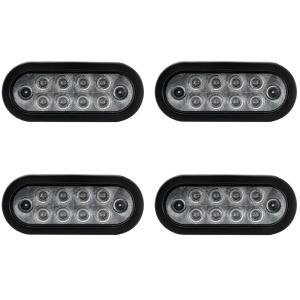 6" LED Clear Red Oval Stop Lamp Turn Tail Brake Light DOT Semi Truck Trailer 4pk