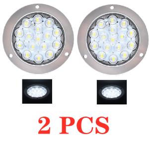 2Pcs 4" For Trailer Semi Truck Round 16 LED Tail Lights Rear Brake Reverse Lamps