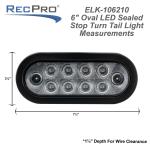 6" LED Clear Red Oval Stop Lamp Turn Tail Brake Light DOT Semi Truck Trailer 4pk