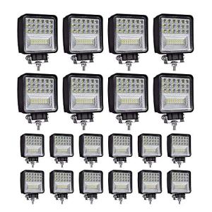 WINBANG LED Light Pods, 4 inch 126W Square LED Work Light, 12V 24V Spot/Flood Light Off Road Lights, Led Fog/Driving Lights for Truck Pickup Boat Golf Cart SUV ATV UTV (20 Pack)