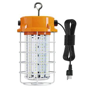 LED Temporary Work Light 100W 15000Lm 5000K Daylight White High Bay led Construction Light with Hook Portable Linkable Durable LED Job Site Lighting for Damp Location Indoor Outdoor Area Lighting
