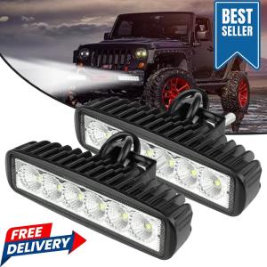 2X LED Work Lights 6 Inch 48W 12V Driving Strip Flood Beam light Bar SUV Offroad
