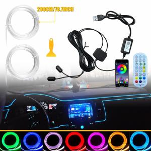 Car Interior Ambient Lighting APP Neon LED Light Trim Glow Optic Fiber Strip H