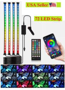 4x RGB 72 LED Car Interior Floor Atmosphere Neon Light Strips Bluetooth APP
