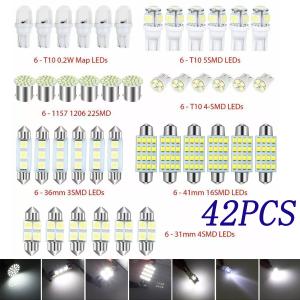 42PC Car Interior White Combo LED Map Dome Door Trunk License Plate Light Bulbs