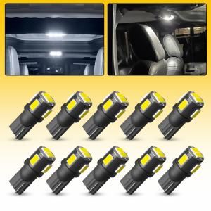AUXITO T10 6-LED License Plate Light Car Interior Bulbs White 168 2825 194 W5W