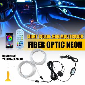LED Neon Light Trim Glow Optic Fiber Strip Car Interior Ambient Lighting Kit M