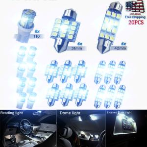 6500K LED Interior Lights Bulbs Kit Car Trunk Dome License Plate Lamps 20pcs NEW