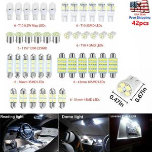 42PCS Car Interior Combo LED Map Dome Door Trunk License Plate Light Bulbs