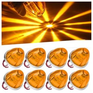 8 Pack LED Watermelon Lights for Semi Truck Exterior, Mini Water Melon Semi Truck Marker Lights, Signal Lights for Kenworth Peterbilt Freightliner Accessories (Amber Light)
