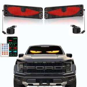 2PCs Devil Eyes Light for Windshield,19.3"x4.3" Flexible LED Eye Lights for Car Windshield with Remote and APP Control,Dynamic Personalized LED Display Screen Panel for Car Back Window