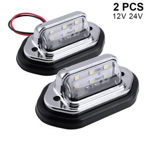 2Psc White LED License Plate Light Bulbs Car Truck Exterior Signal Lamps 12V 24V