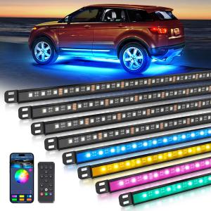 Truck/SUV LED Underglow Lighting Kit w/Remote - Waterproof Glow Bars-8PCS