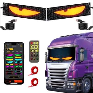 Sooguard 2PCS LED Eyes for Car Windshield, 23.6x4.72in Devil Eyes Light for Cars, Ojos led para carro Programmable Flexible LED Panel, Remote APP Control Led Sign for Cars, RV, Truck, SUVs