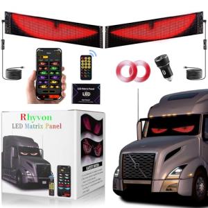 2PCS Devil Eyes Light for Cars,Led Eyes for Car Windshield,Programmable Led Sign,Controlled by a Remote Control and a Bluetooth APP,Suitable for Cars, SUVs & Trucks. (23.4in*4.7in)