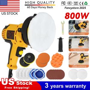 800W Car Polisher Buffer Sander Polishing Machine Kit Waxing with 5" Pad Bonnet