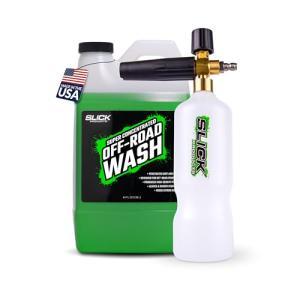 Slick Products Off-Road Wash (64 oz.) + Pressure Washer Foam Cannon Bundle - Super Concentrated Bike, ATV, UTV, Truck Wash Foam Shampoo for Heavy Dirt and Mud