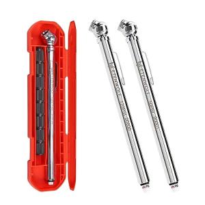 ETENWOLF Pencil Tire Pressure Gauge 2 Pack (10-50PSI, 20-120PSI) with 16 Tire Caps Calibrated to ANSI B40.1 Grade B(2%), Stainless Steel Body, for Cars, Pickups, RVs, Bicycles