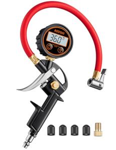AstroAI T1 Digital Tire Pressure Gauge with Inflator, 3-250 PSI Air Chuck with Pressure Gauge, Heavy Duty with Quick Connect Coupler, Calibrated to ANSI B40.7 Grade 2A