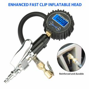 Digital Tire Inflator LCD Pressure Gauge 250 PSI Air Chuck for Truck/Car/Bike