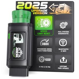 ANCEL HD200 Bluetooth Heavy Duty Truck Scanner All System Diesel Diagnostic Tool HDOBD & OBD2 Code Reader for Diesel Trucks Lifetime Free Updates Speed Limit Reset for Cummins & Caterpillar Engines