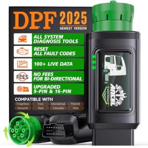 ANCEL HD100 Heavy Duty Truck Scanner with DPF Reset & Forced Regen (Cummins & CAT Only), Full System Diesel Diagnostics, HDOBD & OBD2 Code Reader for Semi Trucks & Buses