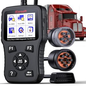 iCarsoft Heavy Duty Truck Scanner HD V3.0 All System Diesel Diagnostic Scan Tool Battery Test Code Reader for Freightliner, Paccar, International, Mack, Volvo, Hino, Isuzu, Cummins Heavy Duty Trucks