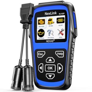 NEXAS Heavy Duty Truck Scanner with DPF Regen, Nexlink NL102P All System Diesel Diagnostic Scan Tool for Cummins, Detroit, Maxxforce, Isuzu, Hino, OBD2 & HD OBD 2 in 1 Code Reader for Semi & Cars