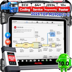 2025 Autel MaxiSYS CV MS908CV II Heavy Duty Truck Scanner, Same as MS909CV Up of MS908CV, J2534 Programmer, Coding, Semi Truck Full System Diagnostic Tool, Bidirectional Diesel Scan Tool w/ 64+ Resets