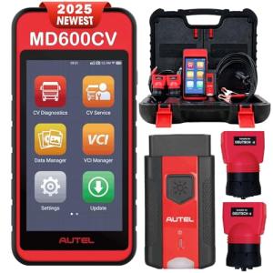 Autel Scanner MAXIDIAG MD600CV Heavy Duty Truck Scanner D-P-F Regen Full System Diesel Diagnostic Scan Tool Wireless Android Touchscreen Tablet for Truck Light Medium and Heavy Duty Truck Vehicle