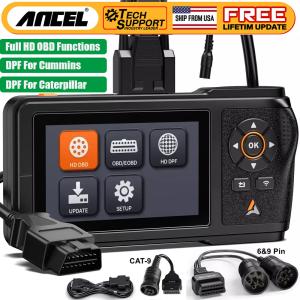 ANCEL Heavy Duty Truck Diagnostic Scanner DPF Regen For Cummins & CAT Engines