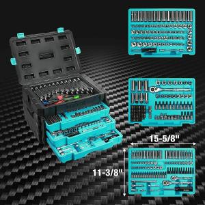 DURATECH 497 Pcs Mechanics Tool Set w/SAE and Metric Sockets w/3 Drawer Tool Box