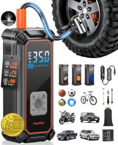 OlarHike Cordless Tire Inflator Portable Air Compressor, 150PSI Dual Power - 5400mAh & 12V DC, Air Pump for Car Tires, Bike, Motorcycle, Bicycle, Electric Pump with LED Light & Digital Pressure Gauge