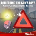 DSV Standard Emergency Triangles, Warning Triangles for Vehicles, Reflective Triangle, Safety Triangles with Case for Vehicles Breakdown, 3-Pack