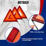 NYXOVA Warning Triangle Kit, Reflective Warning Road Safety Triangle Kit, Foldable Safety Triangle Kit Road Emergency Warning Reflector (3 Pack)