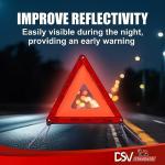 DSV Standard Emergency Triangles, Warning Triangles for Vehicles, Reflective Triangle, Safety Triangles with Case for Vehicles Breakdown, 3-Pack