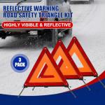 NYXOVA Warning Triangle Kit, Reflective Warning Road Safety Triangle Kit, Foldable Safety Triangle Kit Road Emergency Warning Reflector (3 Pack)