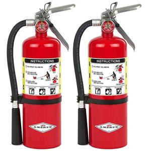 Amerex B500, 5 lb ABC Dry Chemical Fire Extinguisher – Class A, B & C Rated with 12–18 Ft Range and 14 Second Discharge Time, 2-Pack